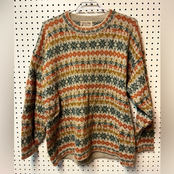 Vintage Sweaters - Beautiful Alpaca Sweater children holding hands Ladies Size M